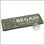 3D Abzeichen "Begadi Shop", QR Code Design, aus Hartgummi, mit Klett - olive