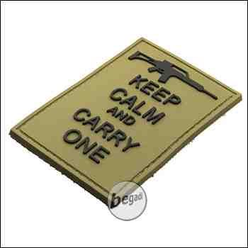 BE-X 3D Abzeichen "Carry an G36", aus Hartgummi, mit Klett - TAN
