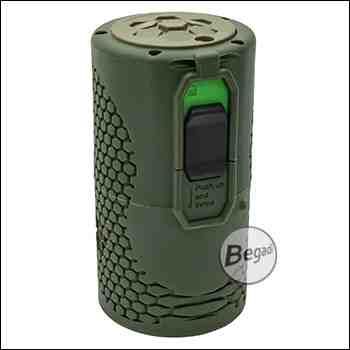 Begadi Airsoft Federdruck Granate mit integrierter Sicherung & einstellbarer Empfindlichkeit, robustes Design & einfach bedienbar, fasst bis zu 300 BBs -olive-