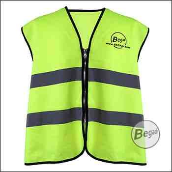 Begadi Sicherheitsweste / Warnweste "No Target", gelb, unisex, mit Reflektoren - Gr. XL-XXXL (75x70cm)