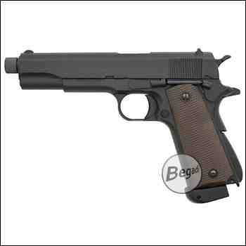 KJW M1911 "PRO" GBB, CO2 Version, mit Begadi Stainless Efficiency Ventil, CNC Alu Pistonhead, Koffer & Maintenance Kit (frei ab 18 J.)