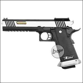 WE HiCapa 6" Custom GBB -bicolor / golden Barrel- inkl. Reddot Mount "Upgrade Version" mit Begadi Stainless Efficiency Ventil, CNC Alu Pistonhead, Koffer & Maintenance Kit (frei ab 18 J.)