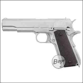 WE 1911 -Silver Line- CO2 HV GBB "Upgrade Version" mit Begadi Stainless Efficiency Ventil, Koffer & Maintenance Kit (frei ab 18 J.)