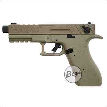 Cyma CM.131A "Gen.5" AEP mit Begadi CORE EFCS / Mosfet, CNC HopUp, Tuninglauf, 14mm CCW, 11.1V LiPo Akku & USB Ladegerät (Reddot ready) -TAN- < 0,5 J.