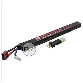 Begadi "AMAX" LiPo Akku 11,1V 1200mAh 20C AK Short Single Stick mit Dean & Adapter auf Mini TAM -rot-