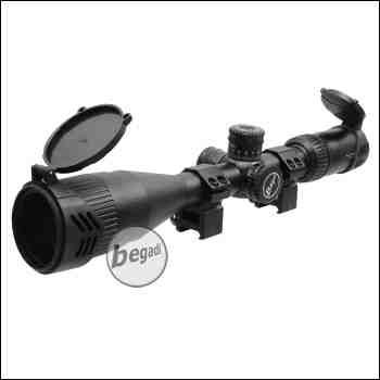 Begadi SharpAim Zielfernrohr 4-16 x 42 inkl. Sonnenblende, Killflash, FlipUp Covers & Montage