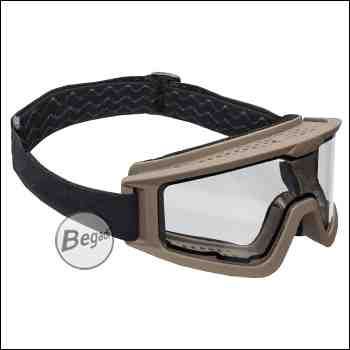 Begadi CP1 Goggles with double lens, set with helmet mount "Standard" (flat lens) - TAN